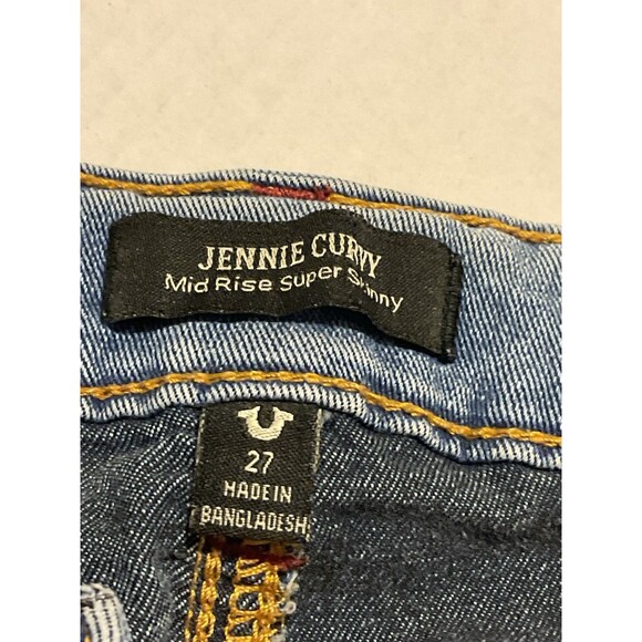 True Religion Jeans size 27 Mid rise Super Skinny Blue Wash Plus Top Gray Xs - Picture 9 of 11